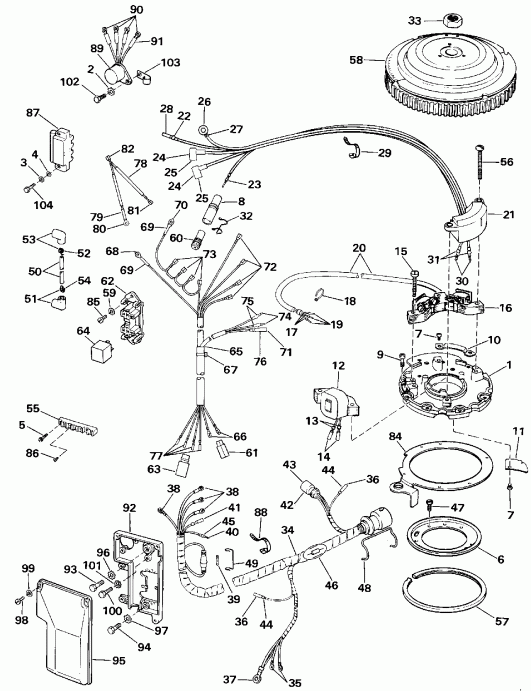 �������� ��������� ����� EVINRUDE E50BEESR 1990  - Electric Start Tl Models - Electric Start Tl Models