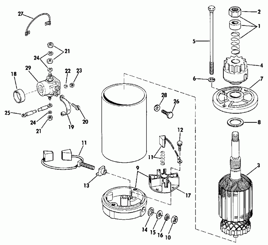 ��������� ����� EVINRUDE E50RNLIA 1990  - ectric ������� & Solenoid - ectric Starter & Solenoid