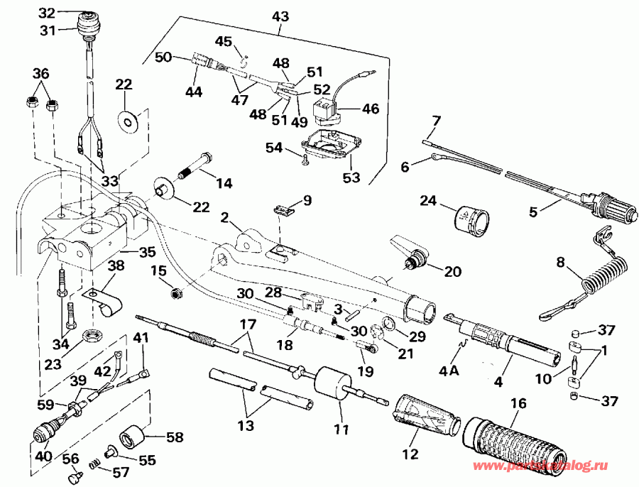  Evinrude E50TELESR 1990  - eering Handle / ee������ Handle