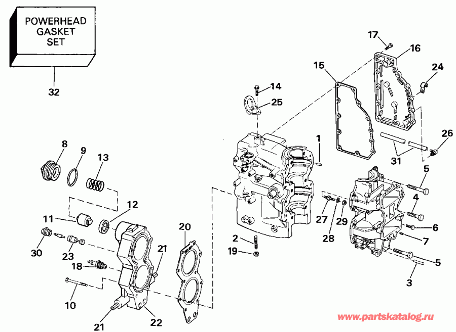 ��������� ����� ������� E50TLESR 1990  - linder & Crankcase / linder & ������ ���������