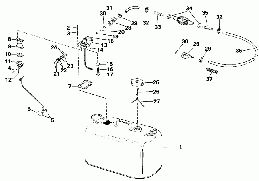 �������� ����� EVINRUDE E55RWLESR 1990  - el Tank With Gauge