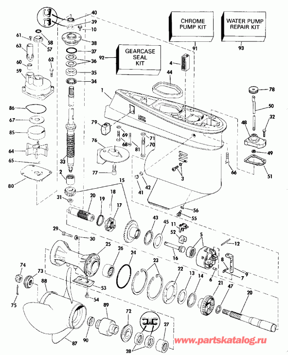 ��������� �������� ����� Evinrude E60TLESM 1990  - arcase / arcase
