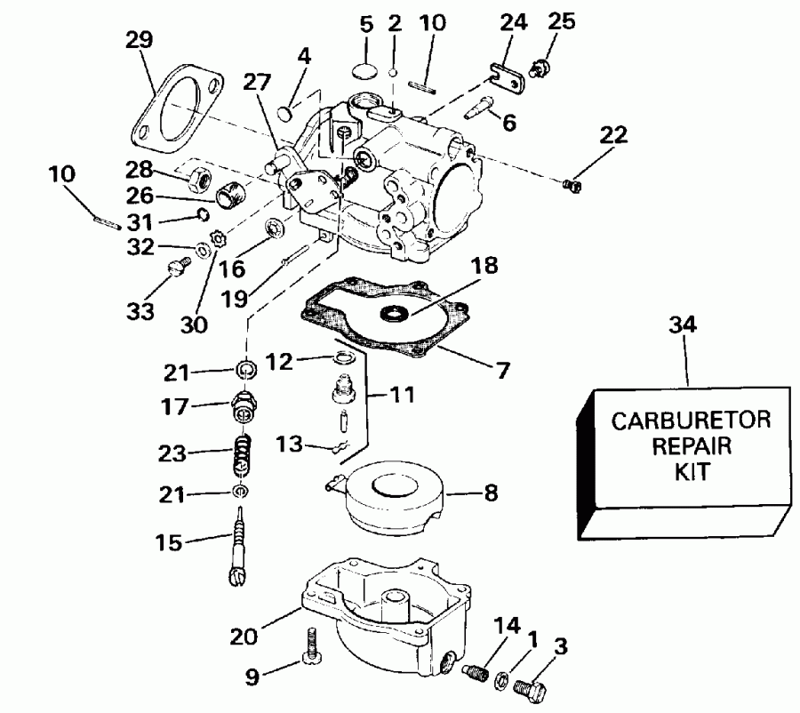 �������� ����� EVINRUDE E70TLESB 1990  - rburetor / rburetor