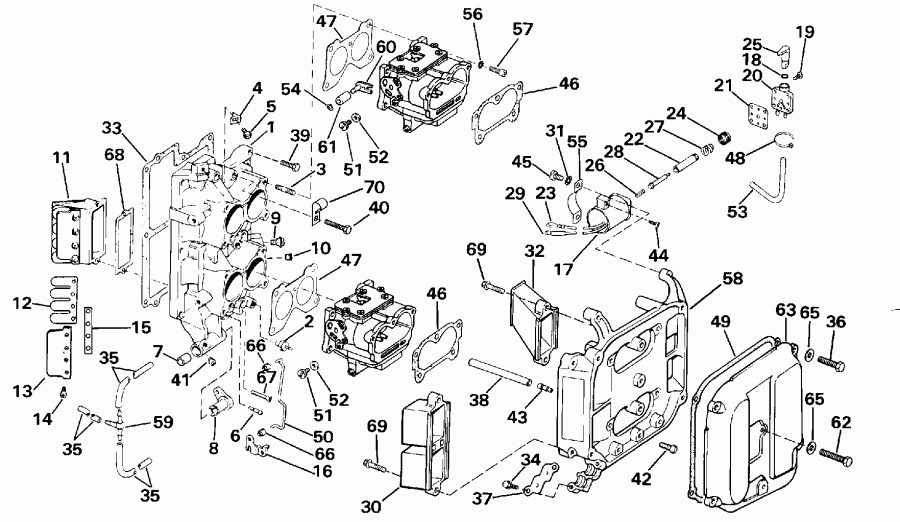 �������� ����� Evinrude E90TLESB 1990  - take Manifold - take ���������