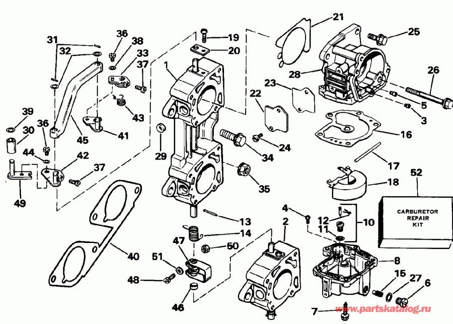 ����� EVINRUDE TE115TLESB 1990  - linder & ������ ��������� - linder & Crankcase