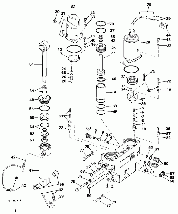    TE150SLESB 1990  - wer Trim / tilt Hydraulic Assembly - wer Trim/tilt Hydraulic Assembly