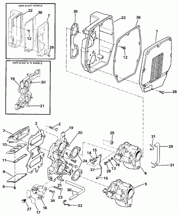  EVINRUDE TE40ELESR 1990  - take ��������� - take Manifold