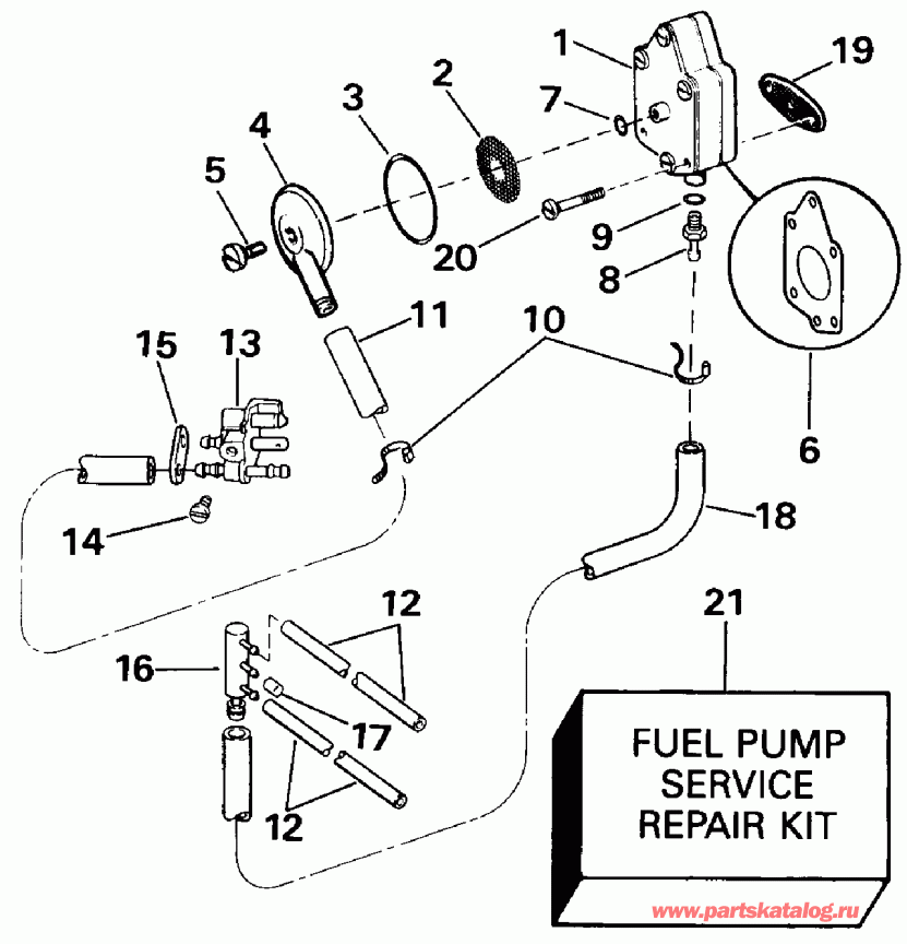 ��������� ��������� Evinrude TE40TELESF 1990  - el Pump And Filter Late Production / el ����� � ������ Late P����uction