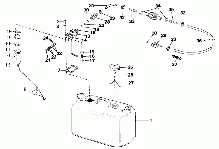 �������� ��������� ����� EVINRUDE TE70TLESB 1990  - el Tank / el Tank