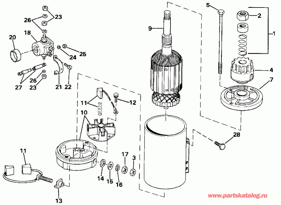�������� ����� EVINRUDE TE90TLESB 1990  - ectric ������� & Solenoid - ectric Starter & Solenoid