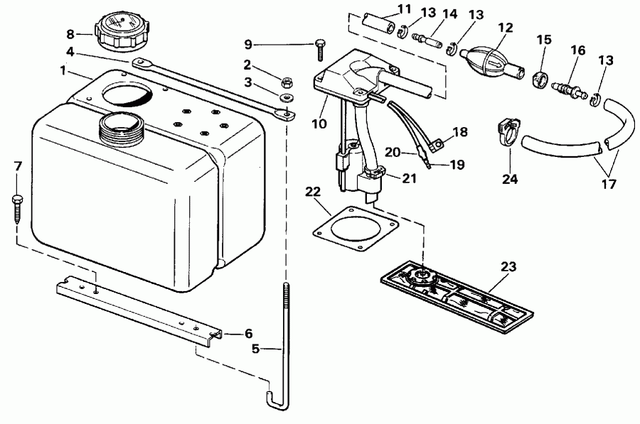 ��������� ��������� Evinrude VE115TLESB 1990  - 8 ������ / .8 Gallon