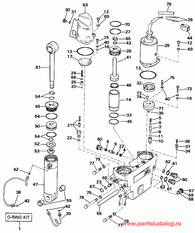 �������� ��������� ����� ������� VE120TLESB 1990  - wer Trim / tilt Hydraulic Assembly
