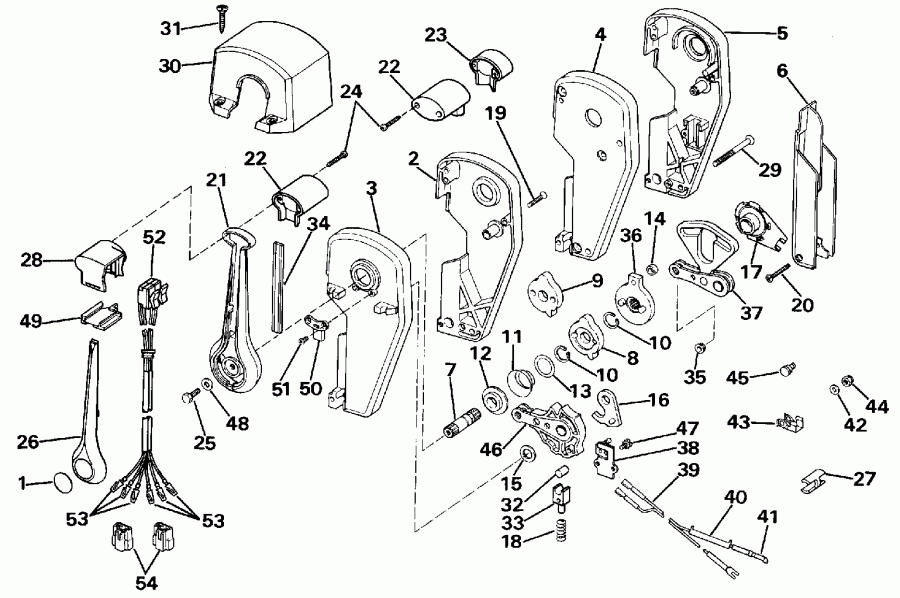 ��������� ��������� Evinrude VE120TLESB 1990  - Binnacle ���������, Dual ����� - Binnacle Mount, Dual Lever