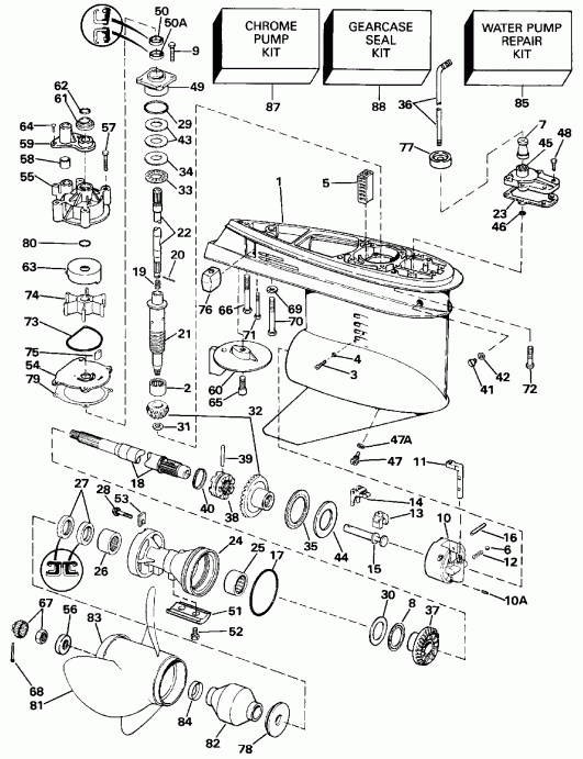 ��������� �������� ����� Evinrude VE120TXESB 1990  - 140tx �������� Rotation / 140tx Standard Rotation