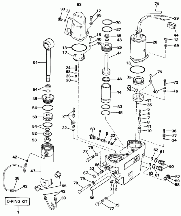 ��������� �������� ����� ������� VE120TXESB 1990  - wer Trim / tilt Hydraulic Assembly / wer Trim/tilt Hydraulic Assembly