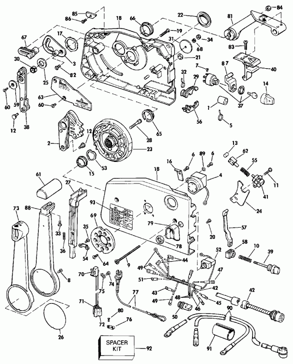 ��������� ����� Evinrude VE140TXESE 1990  - mote ���������� / mote Control