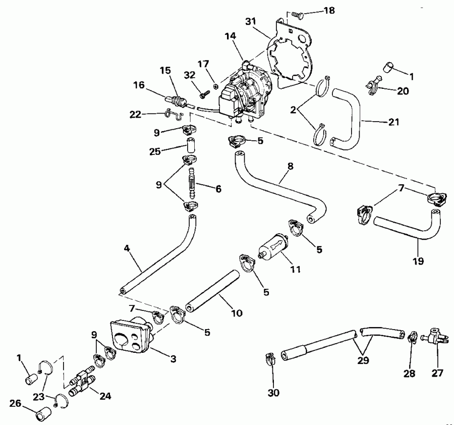 ��������� �������� ����� EVINRUDE VE140TXESE 1990  - o2 Pump / o2 �����
