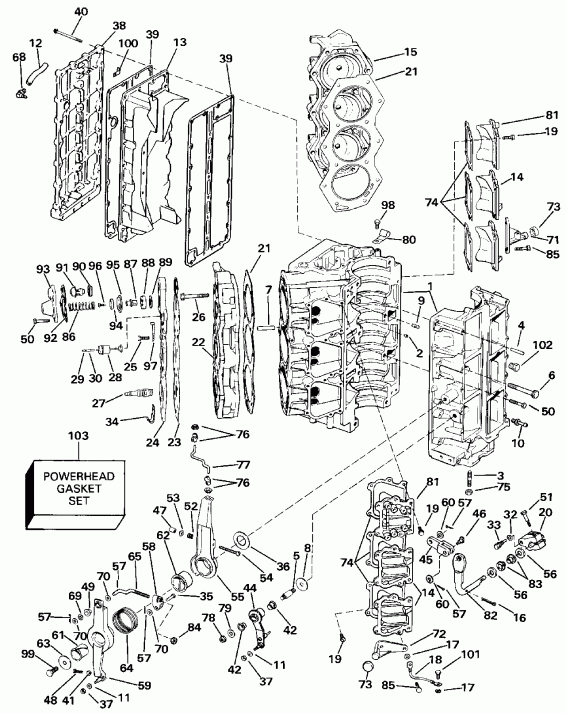 ��������� ������� VE150SLESB 1990  - linder & Crankcase / linder & ������ ���������