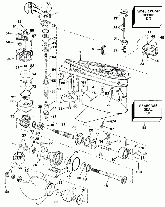 ��������� ����� EVINRUDE VE150TLESB 1990  - �������� �������� - Counter Rotation