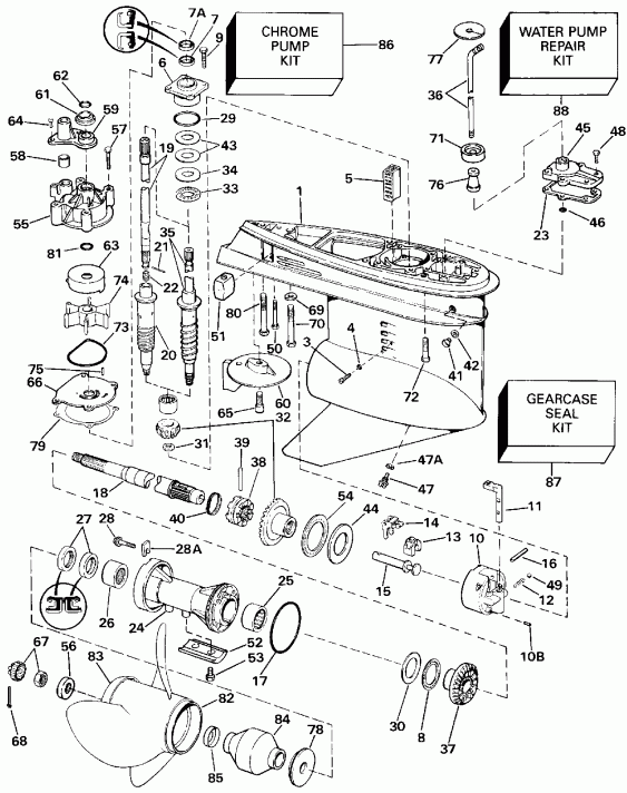 ��������� ��������� EVINRUDE VE150TLESB 1990  - �������� Rotation Late P����uction - Standard Rotation Late Production