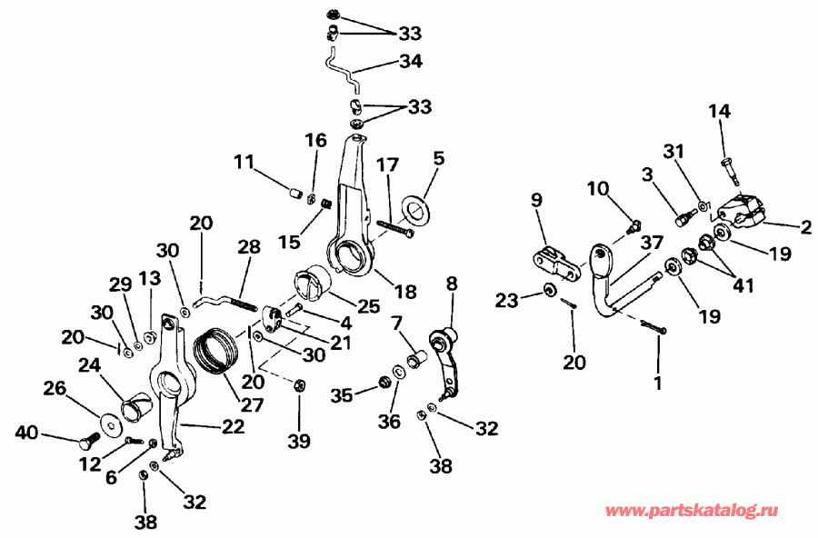 ��������� EVINRUDE VE175TXESE 1990  - rottle & ������������� ��������� / rottle & Shift Linkage