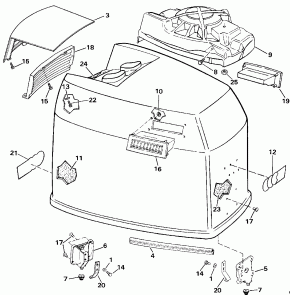 ������ ��������� (�����) - Evinrude - 185 (Engine Cover - Evinrude - 185)