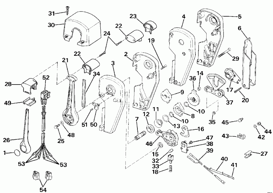 ����� EVINRUDE VE225TXESS 1990  - Binnacle Mount, Dual Lever / Binnacle ���������, Dual �����