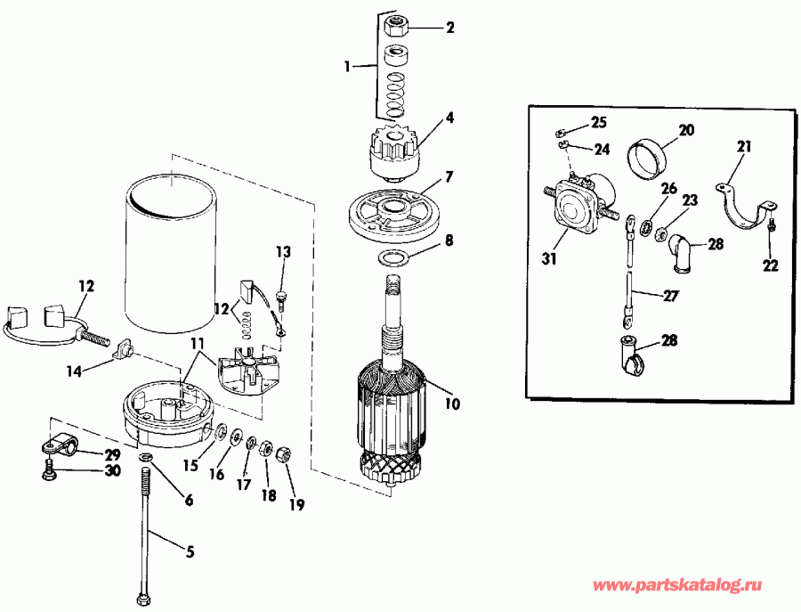  EVINRUDE VE28ESLESM 1990  - ectric ������� & Solenoid - ectric Starter & Solenoid