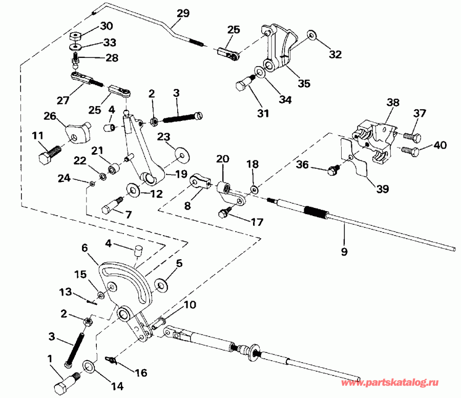 ��������� ��������� EVINRUDE VE40TLESR 1990  - ift & Throttle Linkage - ift & ����������� ��������age
