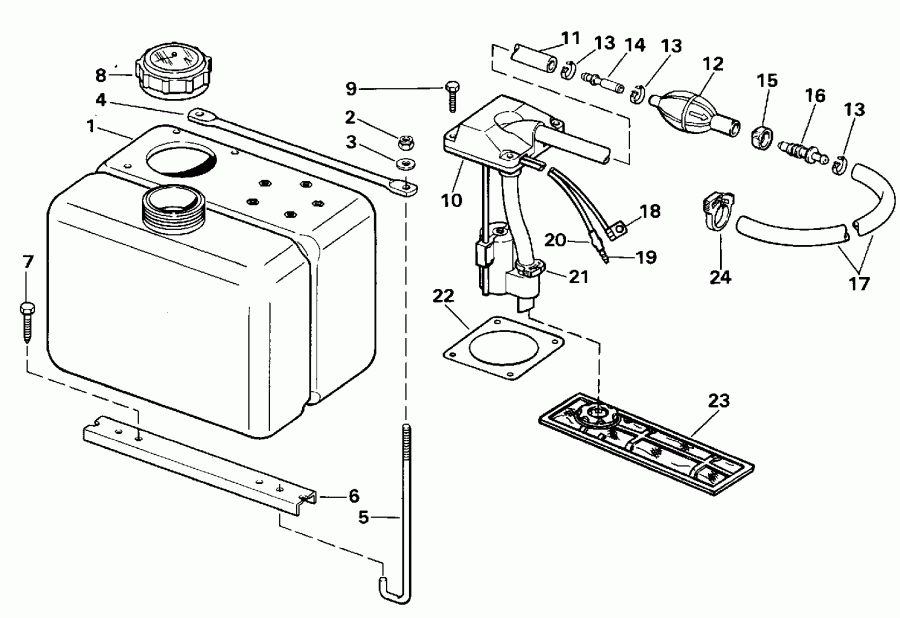 ����� Evinrude VE40TLESR 1990  - 8 ������ / .8 Gallon