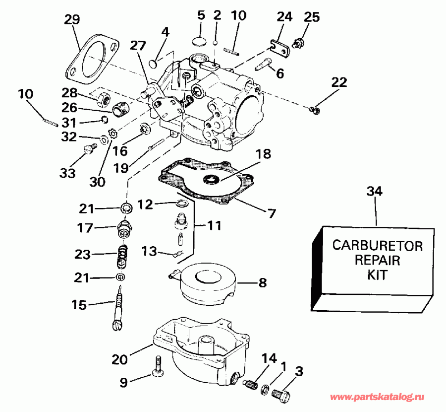 ��������� EVINRUDE VE60ELESM 1990  - rburetor