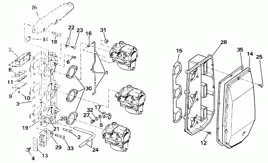 �������� ��������� ����� Evinrude VE70ELESB 1990  - take ��������� / take Manifold