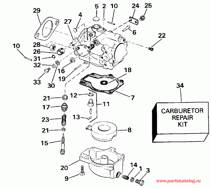 ��������� �������� ����� Evinrude VE70TLESB 1990  - rburetor