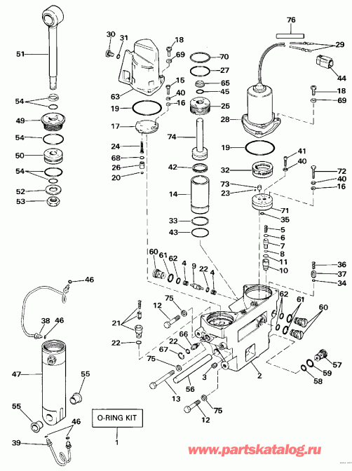��������� �������� ����� ������� VE90MLESB 1990  - wer Trim / tilt Hydraulic Assembly / wer Trim/tilt Hydraulic Assembly