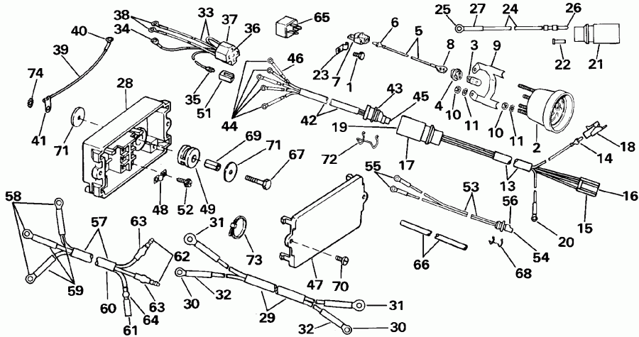 ��������� �������� ����� EVINRUDE VE90TLESB 1990  - wer Trim/tilt Electrical - wer Trim / tilt ���������