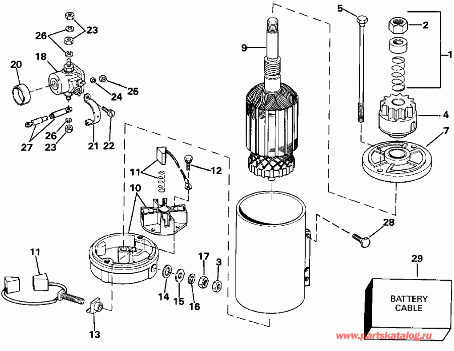 ����� EVINRUDE E100STLEIE 1991  - ectric ������� & Solenoid - ectric Starter & Solenoid