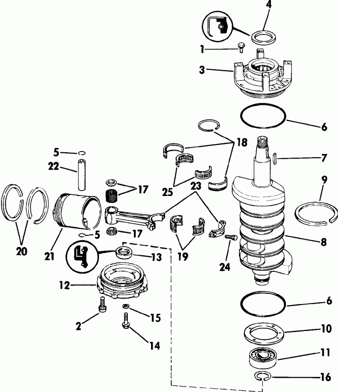  EVINRUDE E100WTLEIB 1991  - ankshaft & Piston / ank��� & �������