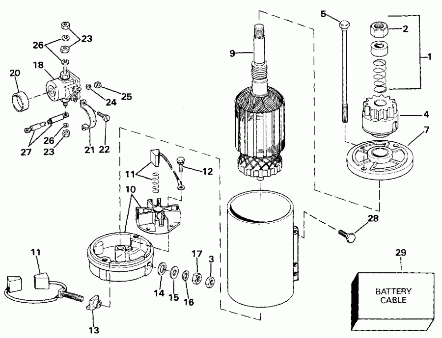 ��������� �������� ����� Evinrude E100WTLEIB 1991  - ectric Starter & Solenoid / ectric ������� & Solenoid