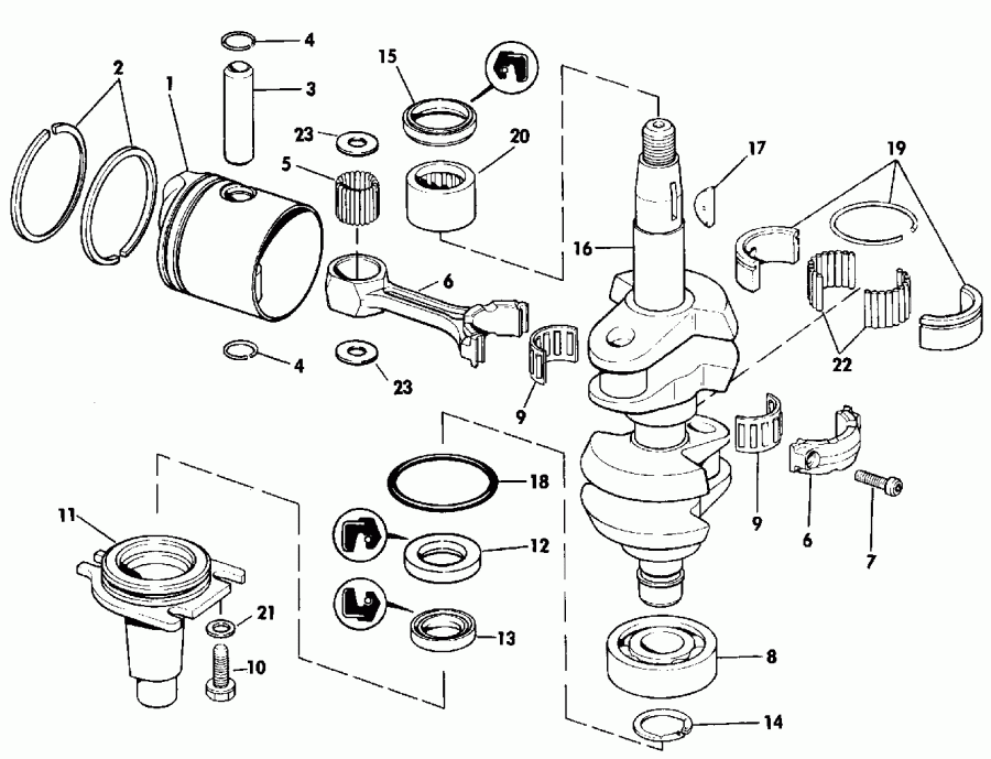 EVINRUDE E10RLEIR 1991  - ank��� & ������� / ankshaft & Piston