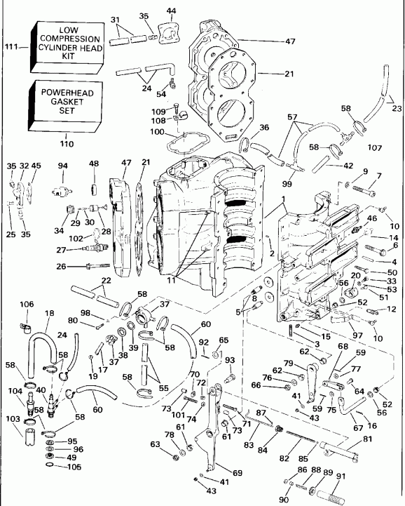 ��������� ��������� EVINRUDE E140TLEID 1991  - linder & ������ ��������� - linder & Crankcase
