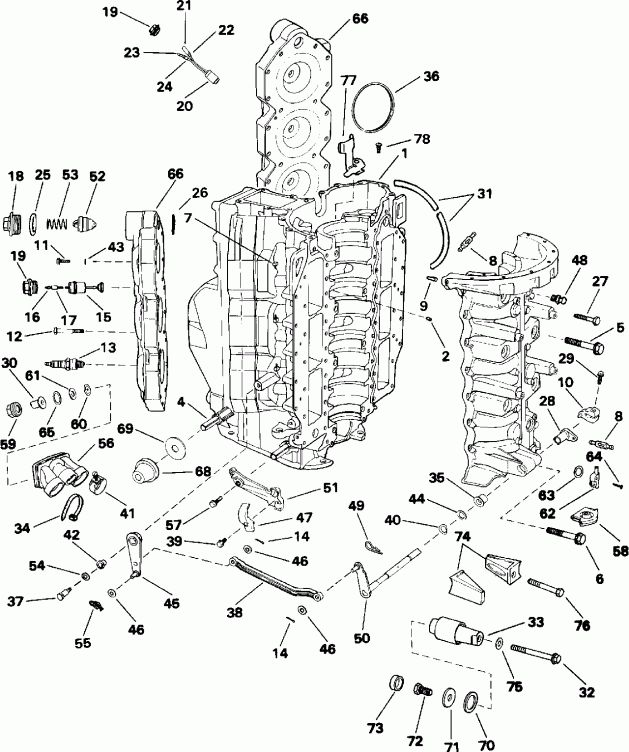 ����� Evinrude E150EXEIS 1991  - linder & Crankcase