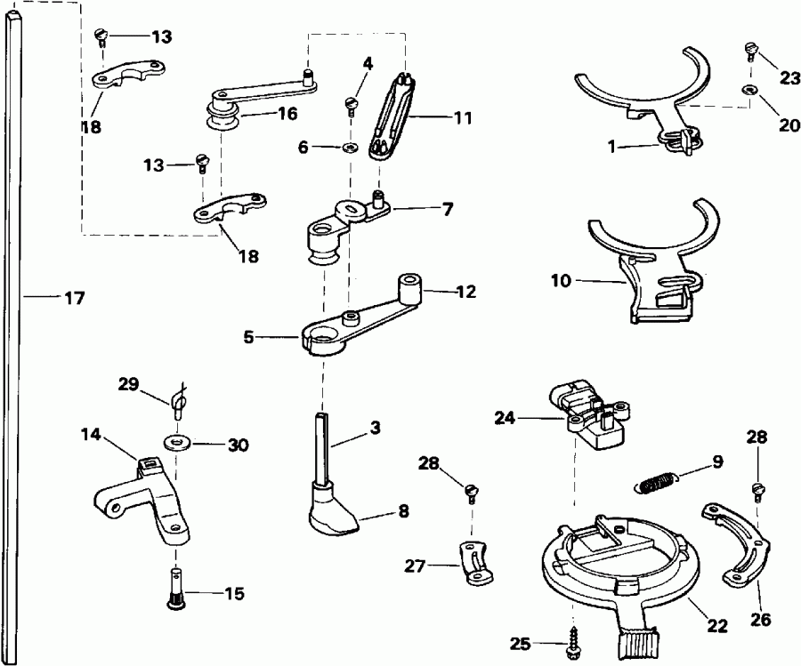 ��������� ��������� Evinrude E150GLEIS 1991  - rottle Linkage - rottle ��������� ��������