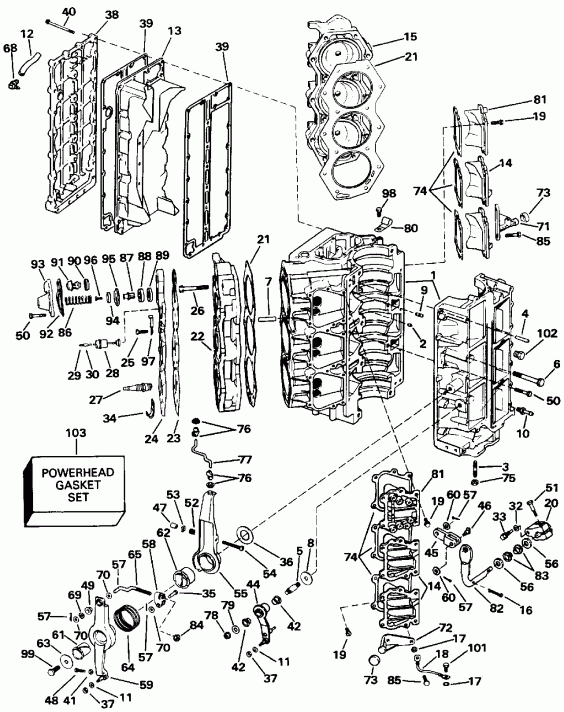 ��������� ������� E150STLEIE 1991  - linder & Crankcase - linder & ������ ���������