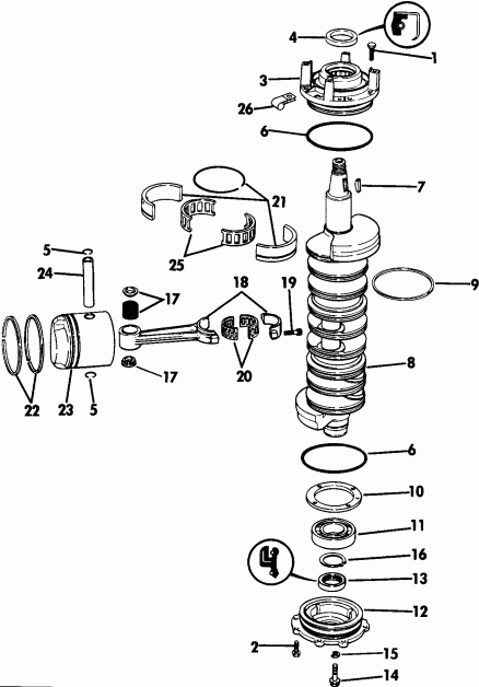  Evinrude E150TXEIE 1991  - ankshaft & Piston