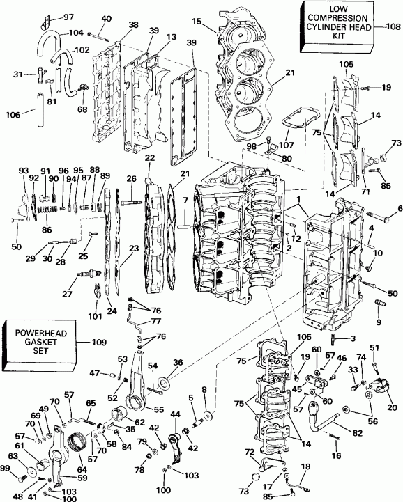 ��������� EVINRUDE E155WTLEIB 1991  - linder & Crankcase