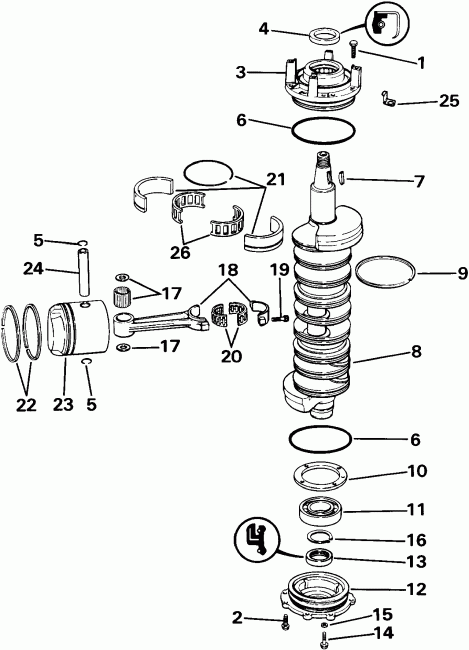 ��������� �������� ����� EVINRUDE E155WTXEIB 1991  - ankshaft & Piston