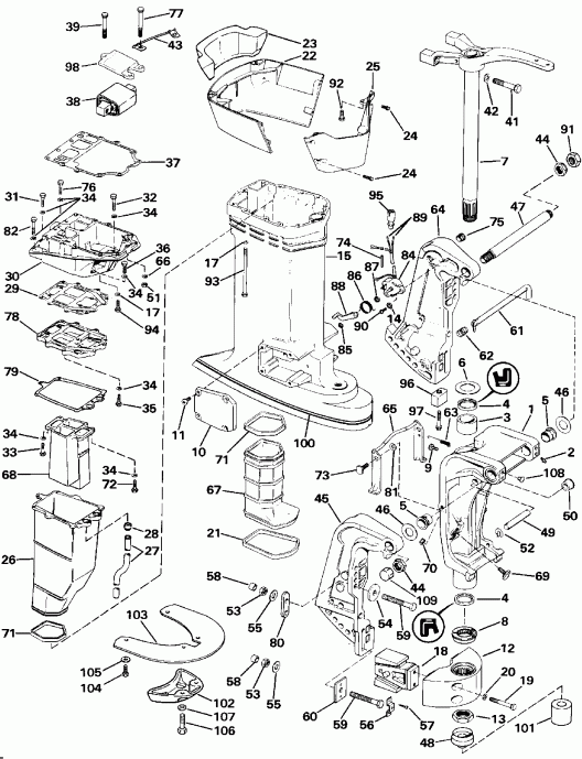 ��������� ��������� Evinrude E155WTXEIB 1991  - dsection - dsection