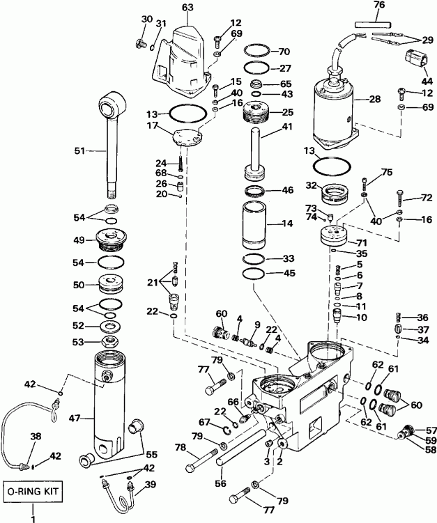 �������� ��������� ����� ������� E155WTXEIB 1991  - wer Trim / tilt Hydraulic Assembly - wer Trim/tilt Hydraulic Assembly