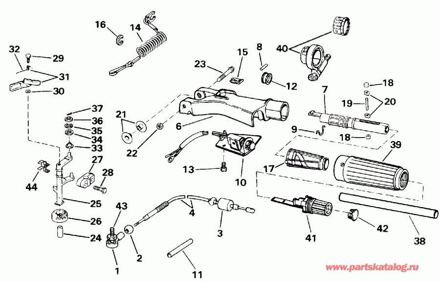 ����� EVINRUDE E15REIA 1991  - eering Handle & Throttle Control / ee������ Handle & ���������� ���������