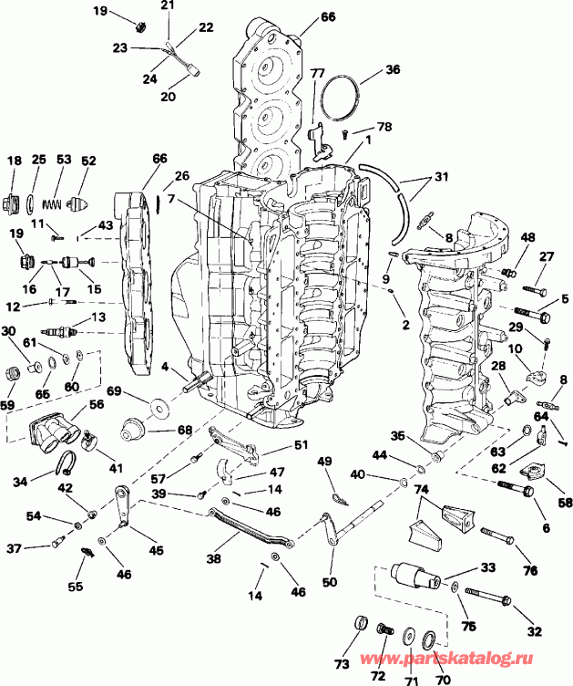 ��������� ����� Evinrude E175EXEIS 1991  - linder & Crankcase / linder & ������ ���������